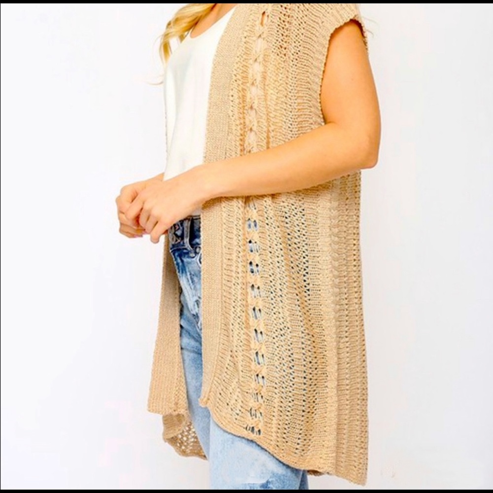 Sleeveless Slouchy Sweater Open Cardigan